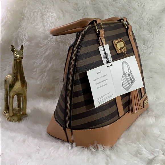 Adrienne Vittadini Size Medium Satchel Brown/Gold - Picture 2 of 5